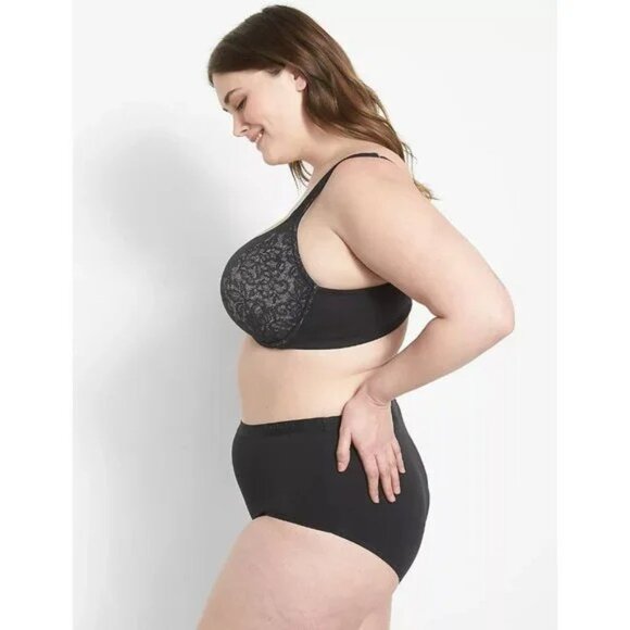 Lane Bryant Cacique Cotton Boost Plunge Bra With Lace 38DD - Picture 3 of 4